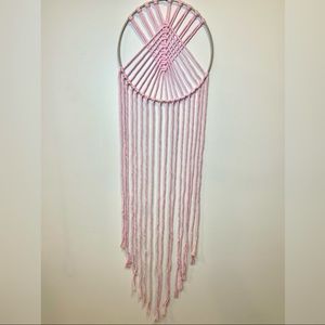 Dusty Rose & Gold Macrame Ring Wall Hanging